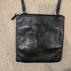 Fossil Black Leather Crossbody Bag With Slots For Credit Cards